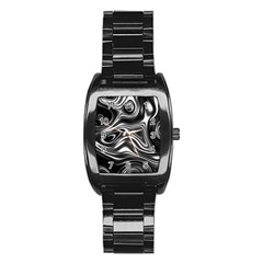 Wave Abstract Lines Stainless Steel Barrel Watch