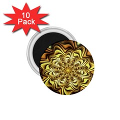 Fractal Flower Petals Gold 1 75  Magnets (10 Pack)  by HermanTelo