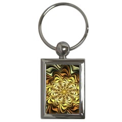 Fractal Flower Petals Gold Key Chain (rectangle)