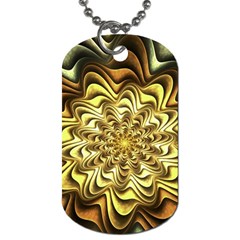 Fractal Flower Petals Gold Dog Tag (one Side)