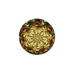 Fractal Flower Petals Gold Golf Ball Marker by HermanTelo