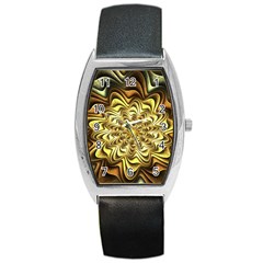 Fractal Flower Petals Gold Barrel Style Metal Watch