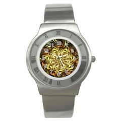 Fractal Flower Petals Gold Stainless Steel Watch