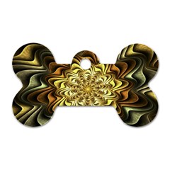 Fractal Flower Petals Gold Dog Tag Bone (two Sides) by HermanTelo