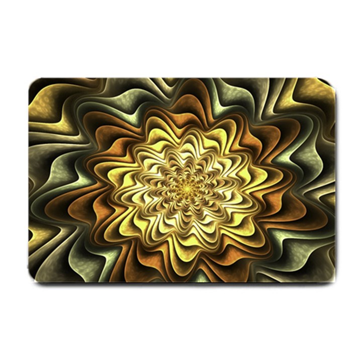 Fractal Flower Petals Gold Small Doormat 