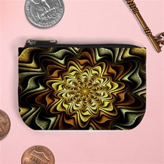 Fractal Flower Petals Gold Mini Coin Purse