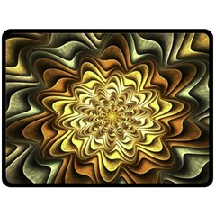 Fractal Flower Petals Gold Fleece Blanket (large)  by HermanTelo