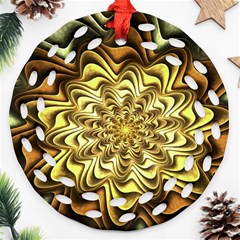 Fractal Flower Petals Gold Ornament (round Filigree)