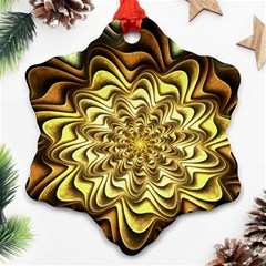 Fractal Flower Petals Gold Snowflake Ornament (two Sides)