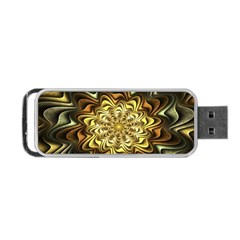 Fractal Flower Petals Gold Portable Usb Flash (one Side)