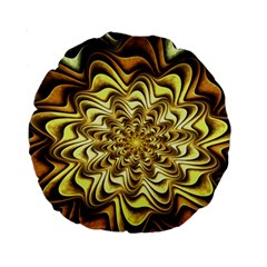 Fractal Flower Petals Gold Standard 15  Premium Round Cushions by HermanTelo