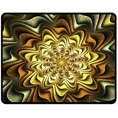 Fractal Flower Petals Gold Double Sided Fleece Blanket (medium) 