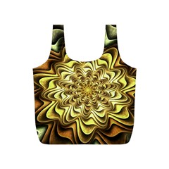 Fractal Flower Petals Gold Full Print Recycle Bag (s)