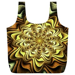 Fractal Flower Petals Gold Full Print Recycle Bag (xl)