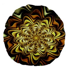 Fractal Flower Petals Gold Large 18  Premium Flano Round Cushions