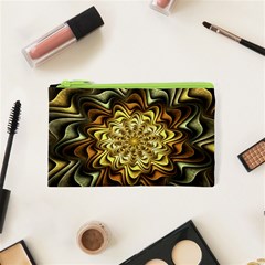 Fractal Flower Petals Gold Cosmetic Bag (xs)