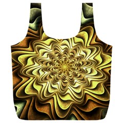 Fractal Flower Petals Gold Full Print Recycle Bag (xxxl)