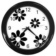 Land Of Flowers Wall Clock (black)