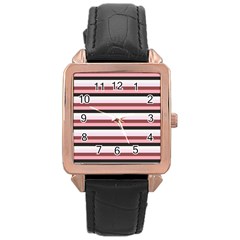 Stripey 5 Rose Gold Leather Watch  by anthromahe