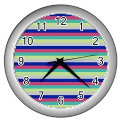 Stripey 6 Wall Clock (Silver)