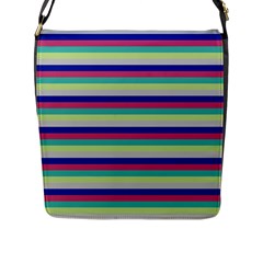 Stripey 6 Flap Closure Messenger Bag (L)