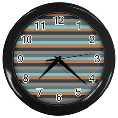 Stripey 10 Wall Clock (black) by anthromahe