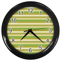 Stripey 11 Wall Clock (black) by anthromahe