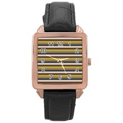 Stripey 12 Rose Gold Leather Watch  by anthromahe