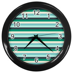 Stripey 14 Wall Clock (black) by anthromahe