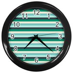 Stripey 14 Wall Clock (Black) Front