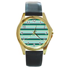 Stripey 14 Round Gold Metal Watch by anthromahe