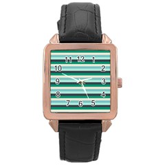 Stripey 14 Rose Gold Leather Watch  by anthromahe