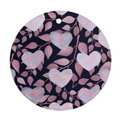 Navy Floral Hearts Ornament (round)