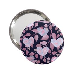 Navy Floral Hearts 2 25  Handbag Mirrors by mccallacoulture