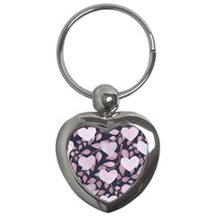 Navy Floral Hearts Key Chain (heart) by mccallacoulture