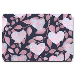 Navy Floral Hearts Large Doormat 