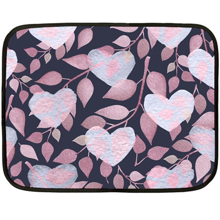 Navy Floral Hearts Double Sided Fleece Blanket (Mini) 