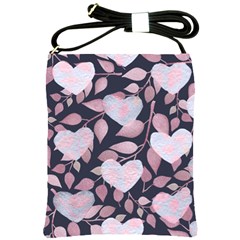 Navy Floral Hearts Shoulder Sling Bag by mccallacoulture