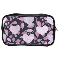 Navy Floral Hearts Toiletries Bag (two Sides) by mccallacoulture