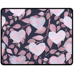 Navy Floral Hearts Fleece Blanket (medium)  by mccallacoulture