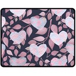 Navy Floral Hearts Fleece Blanket (Medium)  60 x50  Blanket Front