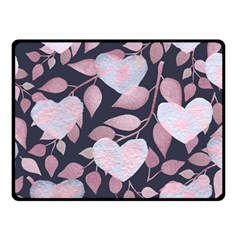 Navy Floral Hearts Fleece Blanket (small) by mccallacoulture