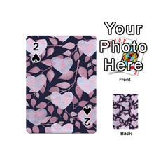 Navy Floral Hearts Playing Cards 54 Designs (mini)