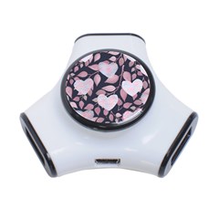 Navy Floral Hearts 3-port Usb Hub