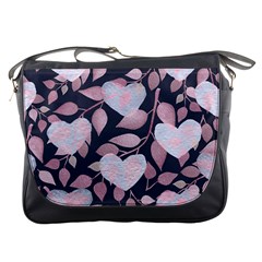 Navy Floral Hearts Messenger Bag by mccallacoulture