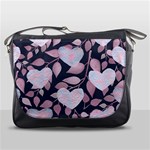 Navy Floral Hearts Messenger Bag Front