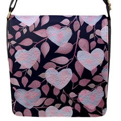 Navy Floral Hearts Flap Closure Messenger Bag (s)