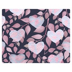 Navy Floral Hearts Double Sided Flano Blanket (medium) 