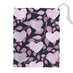 Navy Floral Hearts Drawstring Pouch (4xl)