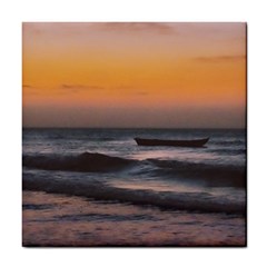 Seascape Sunset At Jericoacoara, Ceara, Brazil Tile Coaster by dflcprintsclothing